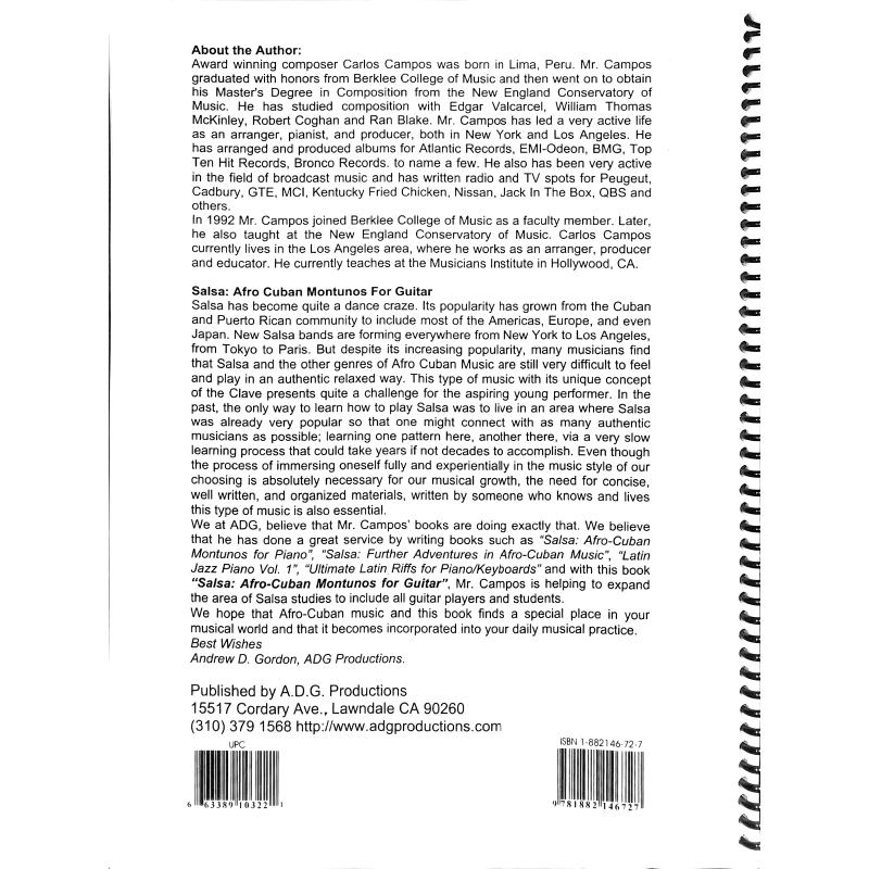 Notenbild für ISBN 1-882146-72-7 - SALSA AFRO CUBAN MONTUNOS FOR GUITAR