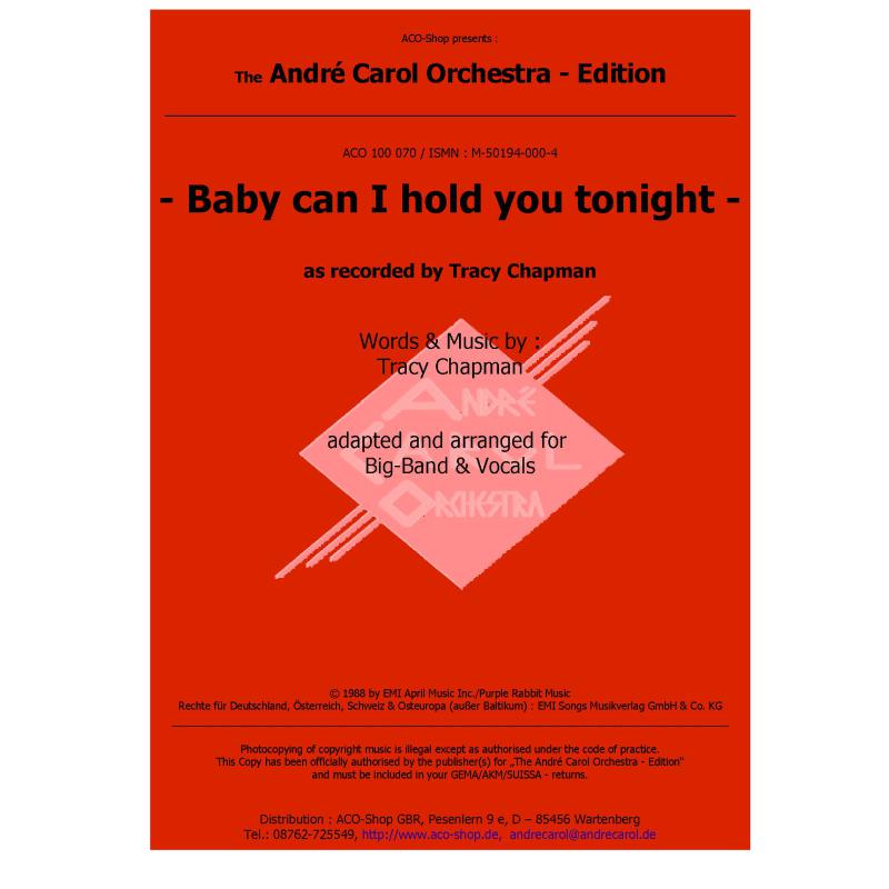 Titelbild für ACO 100070 - BABY CAN I HOLD YOU TONIGHT