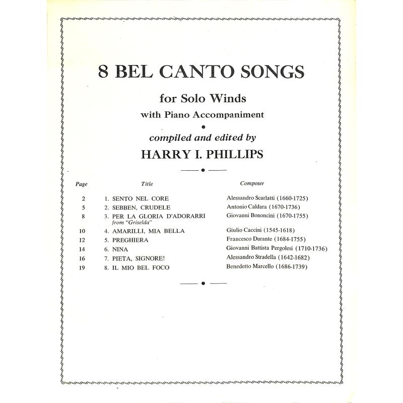 Notenbild für SHAWNEE -LA76 - 8 BEL CANTO SONGS