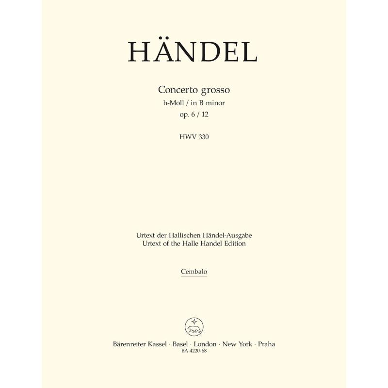 Titelbild für BA 4220-68 - Concerto grosso h-moll op 6/12 HWV 330