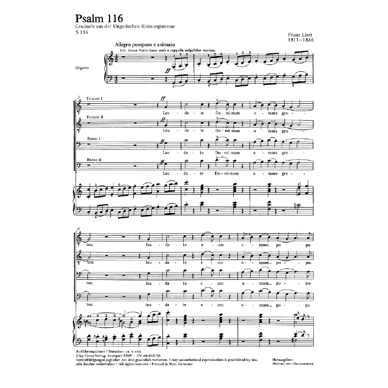 Titelbild für CARUS 40802-70 - PSALM 116 - LAUDATE DOMINUM