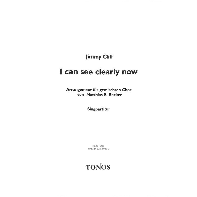 Titelbild für TONOS 6222 - I CAN SEE CLEARLY NOW