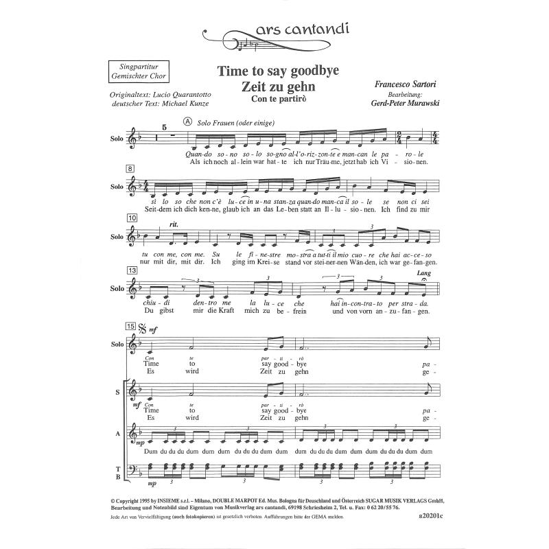 Titelbild für CANTANDI 20201 - TIME TO SAY GOODBYE