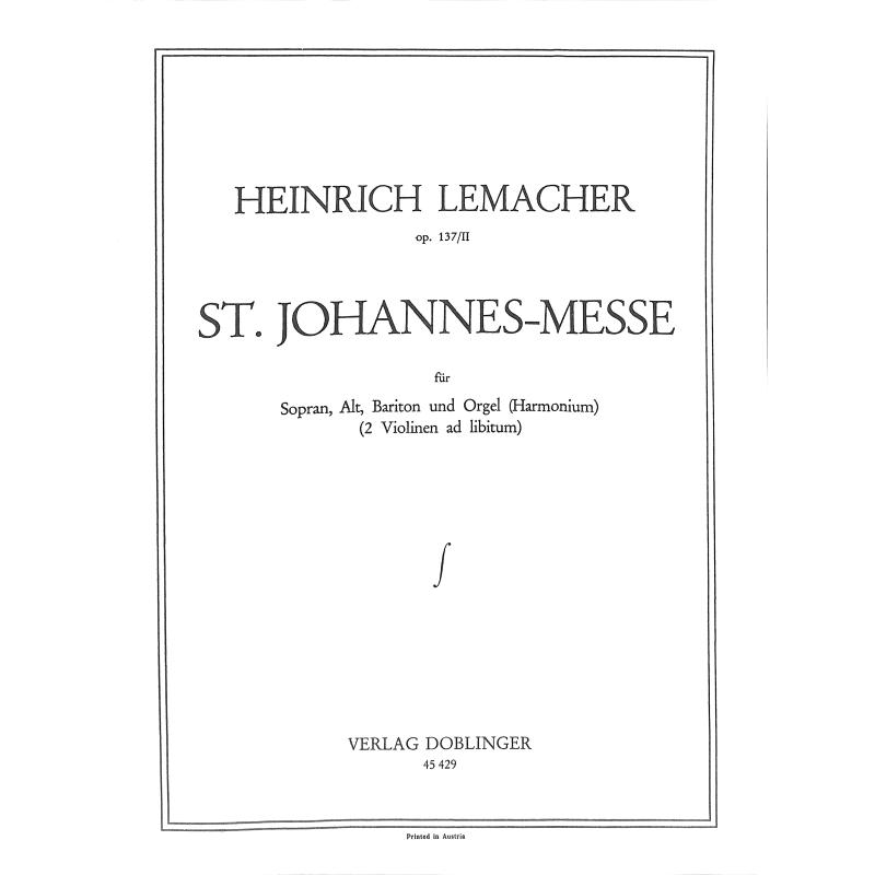 Titelbild für DO 45429-PA - St Johannes Messe op 137/2