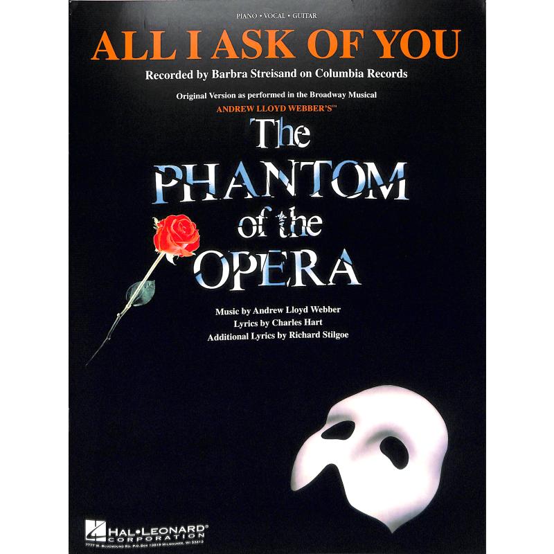 Titelbild für HL 353053 - ALL I ASK OF YOU (PHANTOM OF THE OPERA)