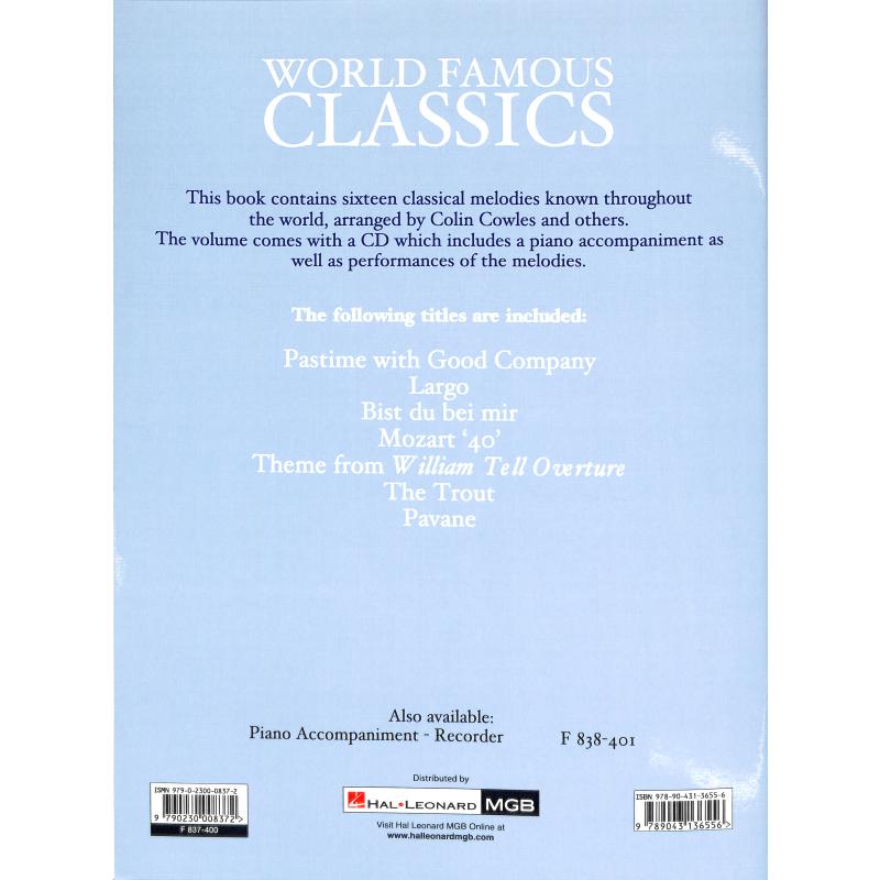 Notenbild für FENTONE 837 - WORLD FAMOUS CLASSICS