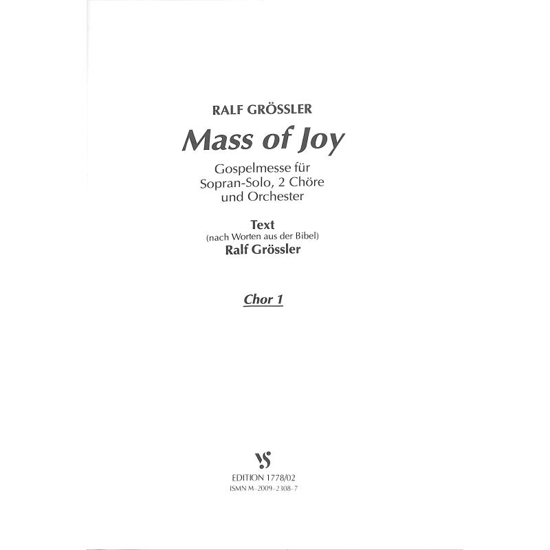 Titelbild für VS 1778-02 - MASS OF JOY - GOSPELMESSE