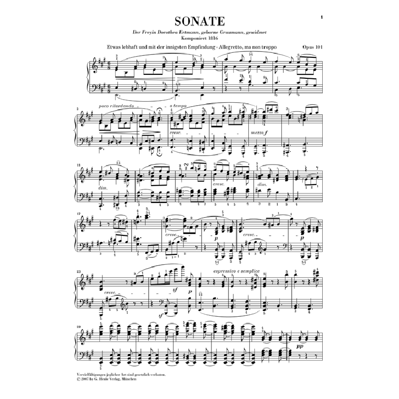 Notenbild für HN 792 - SONATE 28 A-DUR OP 101