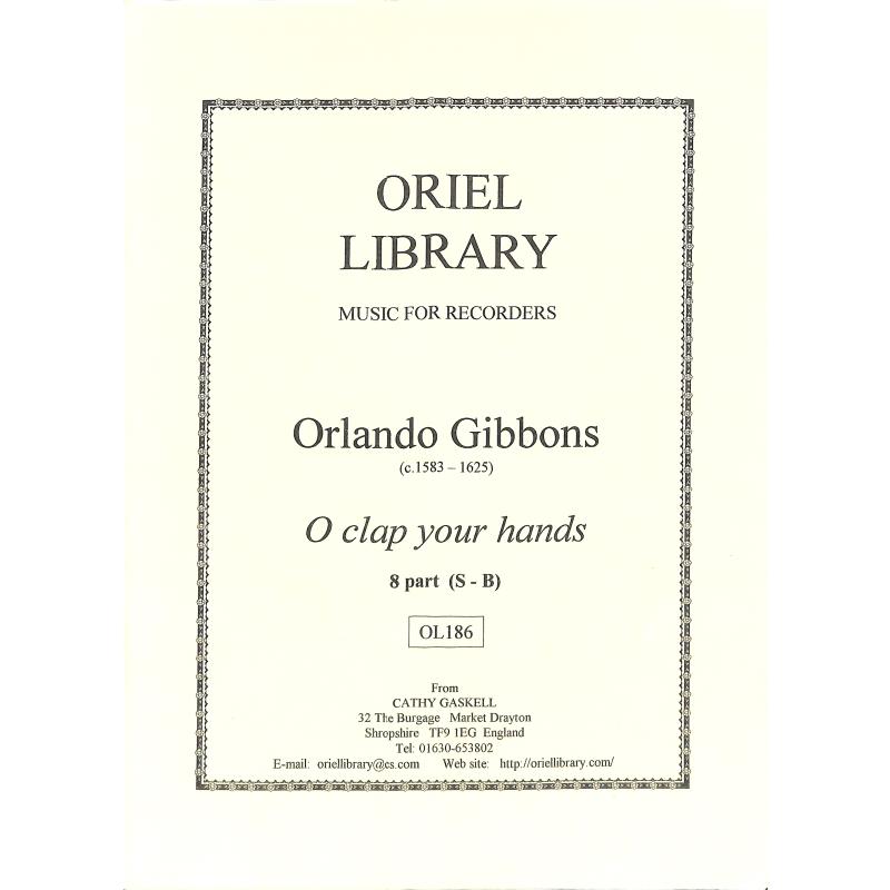 Titelbild für ORIEL -OL186 - O CLAP YOUR HANDS