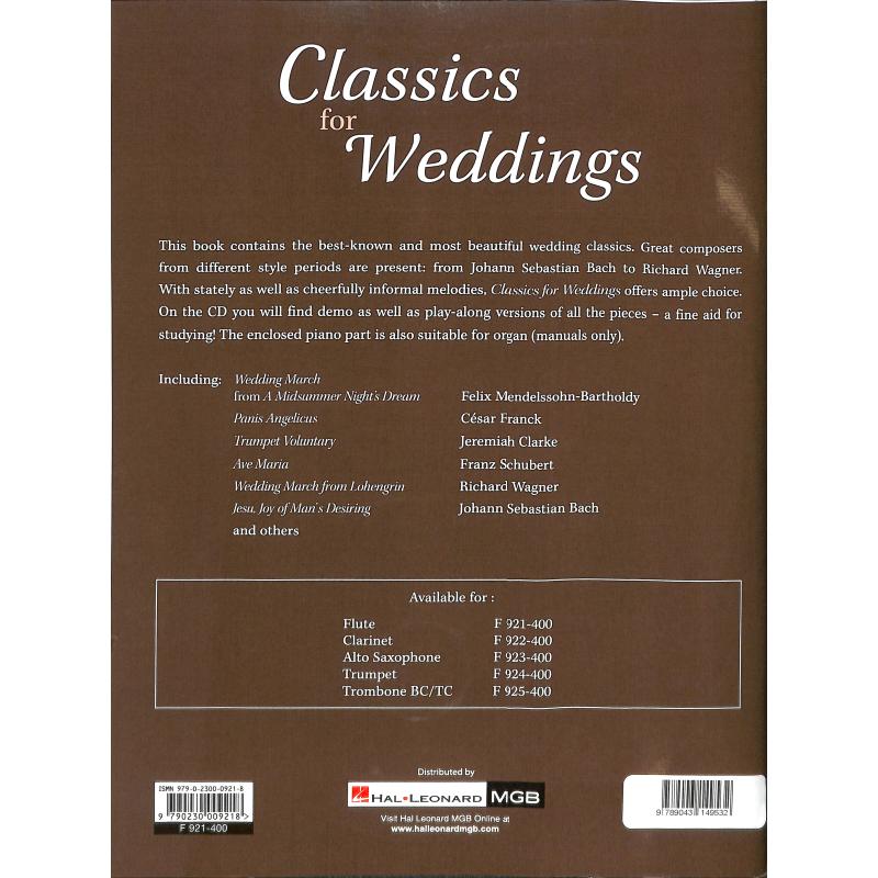 Notenbild für FENTONE 921 - CLASSICS FOR WEDDINGS