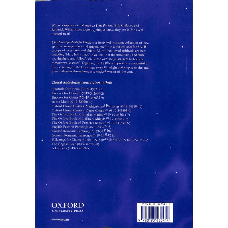 Notenbild für ISBN 0-19-343541-1 - CHRISTMAS SPIRITUALS FOR CHOIRS