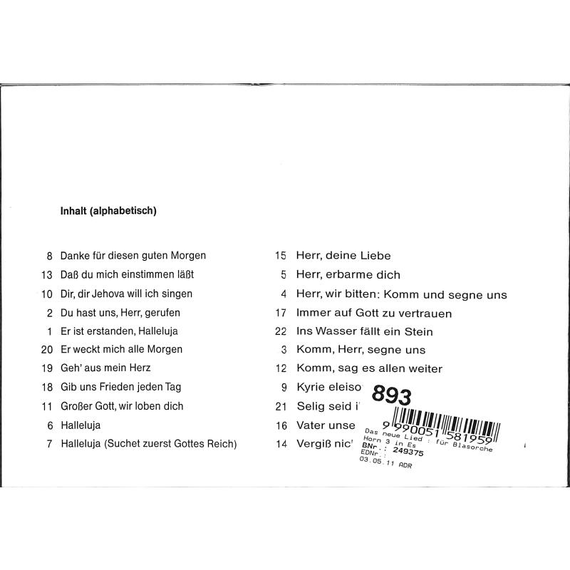 Notenbild für SCHORER 4500-HRN3 - DAS NEUE LIED