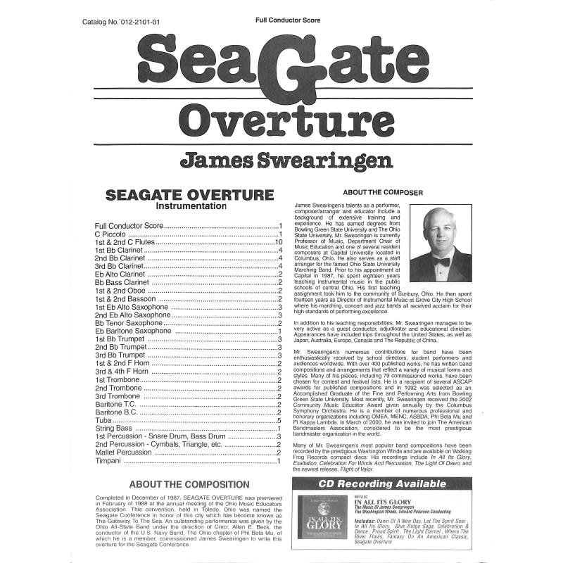 Titelbild für BARNH 012-2101-01 - SEA GATE OVERTURE