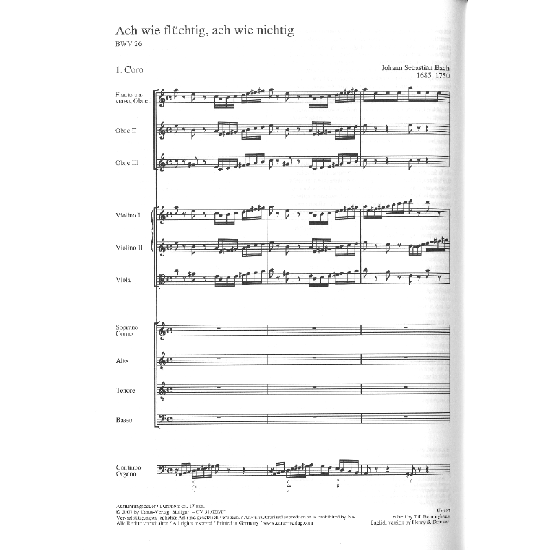 Notenbild für CARUS 31026-07 - KANTATE 26 ACH WIE FLUECHTIG ACH WIE NICHTIG BWV 26