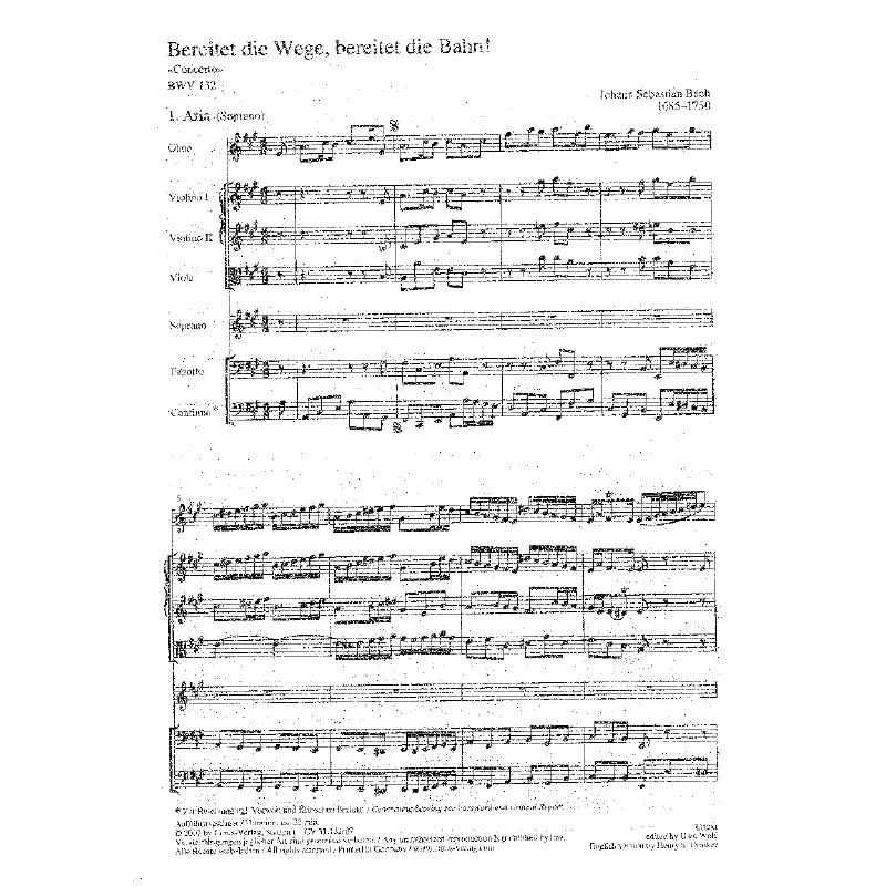 Notenbild für CARUS 31132-07 - KANTATE 132 BEREITET DIE WEGE BEREITET DIE BAHN BWV 132