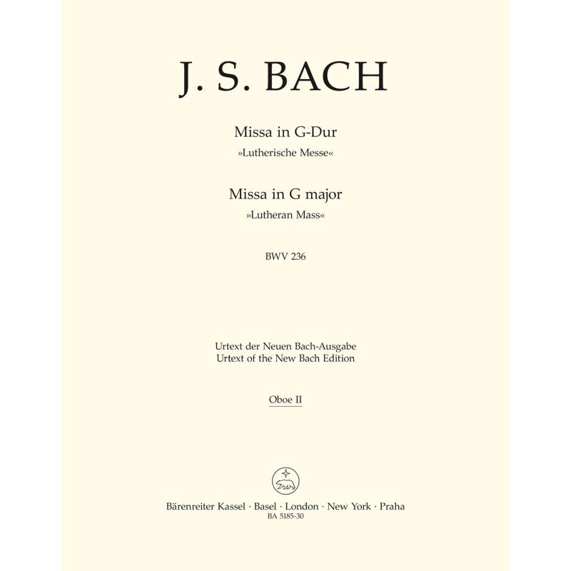 Titelbild für BA 5185-OB2 - MISSA G-DUR BWV 236 - LUTHERISCHE MESSE