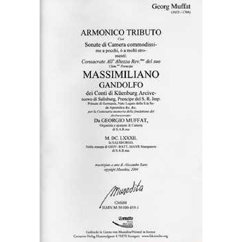 Titelbild für CORNETTO 488 - ARMONICO TRIBUTO - SONATE DI CAMERA