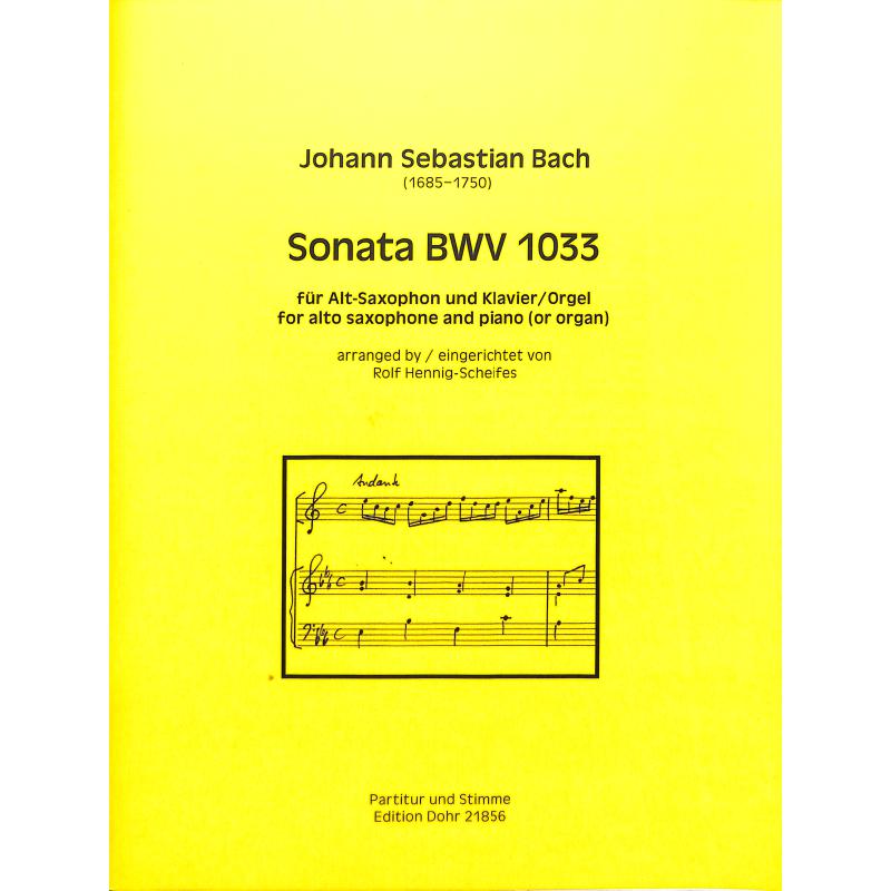 Titelbild für DOHR 21856 - SONATA BWV 1033