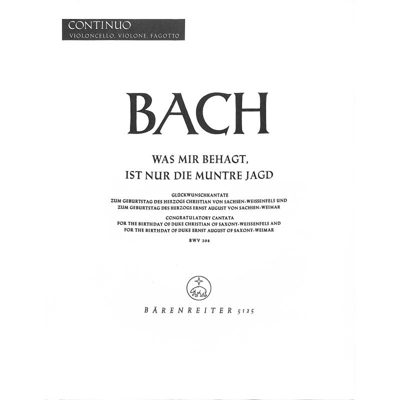 Titelbild für BA 10208-86 - Kantate 208 was mir behagt ist nur die muntre Jagd BWV 208