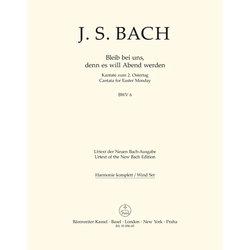 Titelbild für BA 10006-HARM - KANTATE 6 BLEIB BEI UNS DENN ES WILL ABEND WERDEN BWV 6