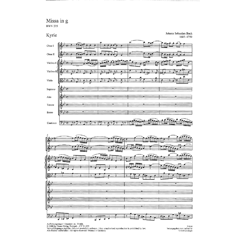 Titelbild für CARUS 31235-00 - MESSE G-MOLL BWV 235 - KYRIE GLORIA MESSE