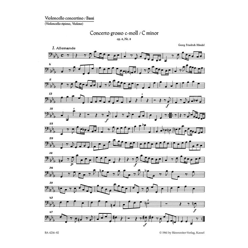 Titelbild für BA 4216-82 - Concerto grosso c-moll op 6/8 HWV 326