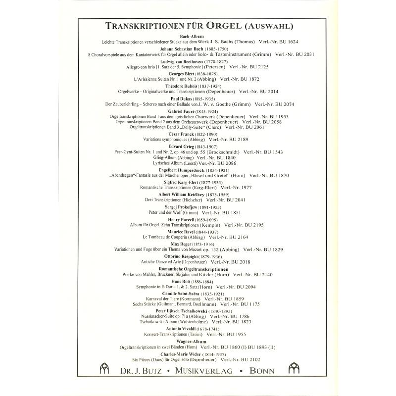 Notenbild für BUTZ 2256 - ROMANTISCHE ORGELTRANSKRIPTIONEN 2