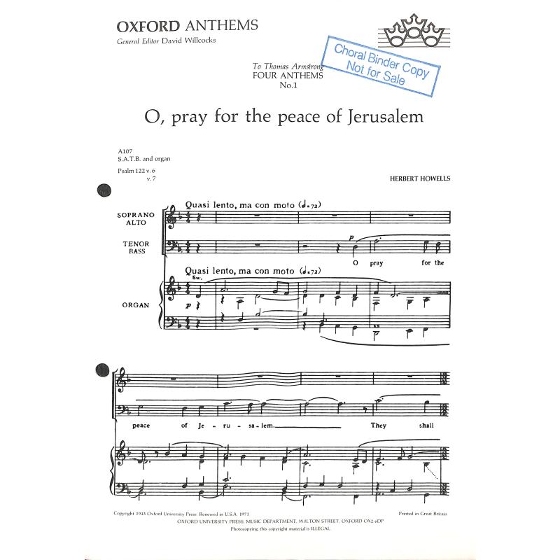 Titelbild für ISBN 0-19-350162-7 - O PRAY FOR THE PEACE OF JERUSALEM
