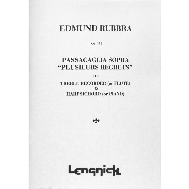 Titelbild für Lengnick 0851 - PASSACAGLIA SOPRA PLUSIEURS REGRETS