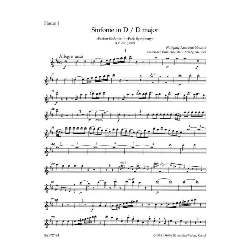 Titelbild für BA 4727-65 - Sinfonie 31 D-Dur KV 297 (300a) (Pariser)
