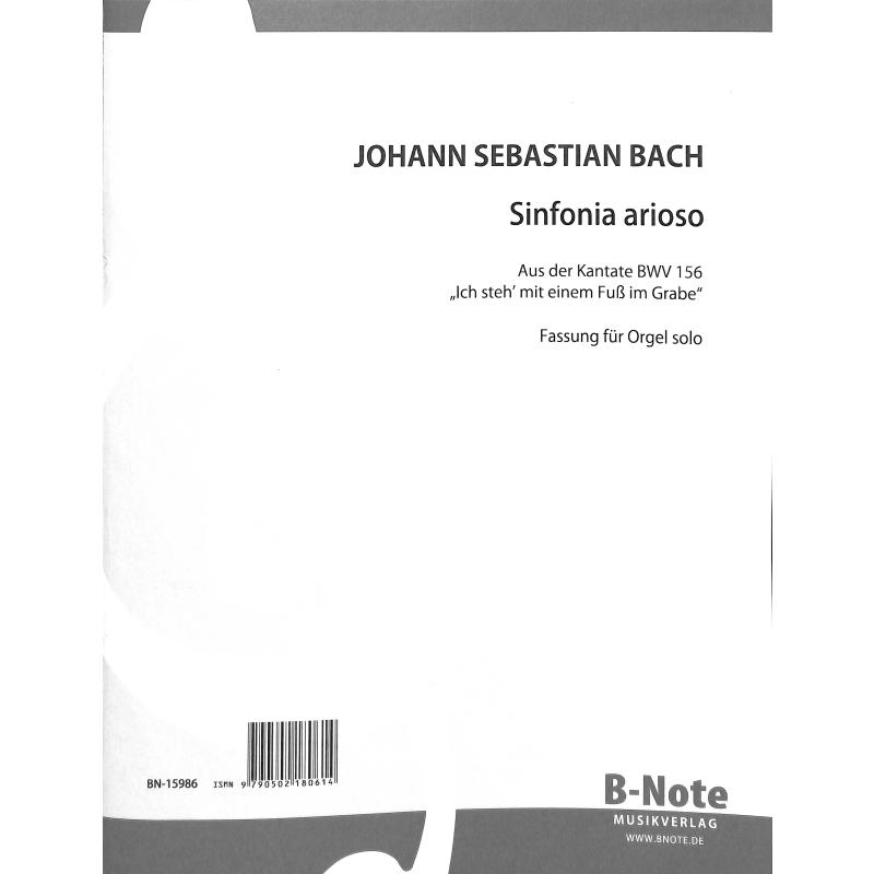 Titelbild für BNOTE -BN15986 - Sinfonia arioso aus Kantate BWV 156