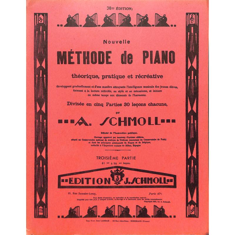 Titelbild für Schmoll 1303 - NOUVELLE METHODE DE PIANO 3