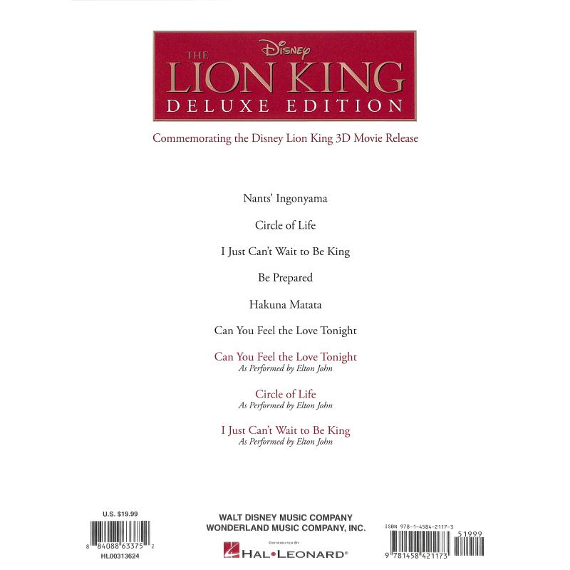 Notenbild für HL 313624 - THE LION KING - DELUXE EDITION