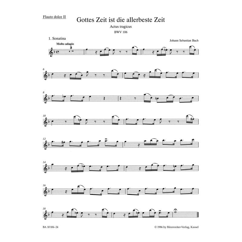 Titelbild für BA 10106-24 - Kantate 106 Gottes Zeit ist die allerbeste Zeit BWV 106