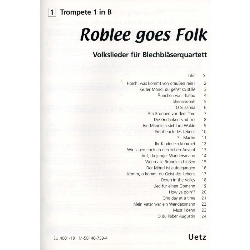 Titelbild für UETZ 4001-1B - Roblee goes Folk | Volkslieder