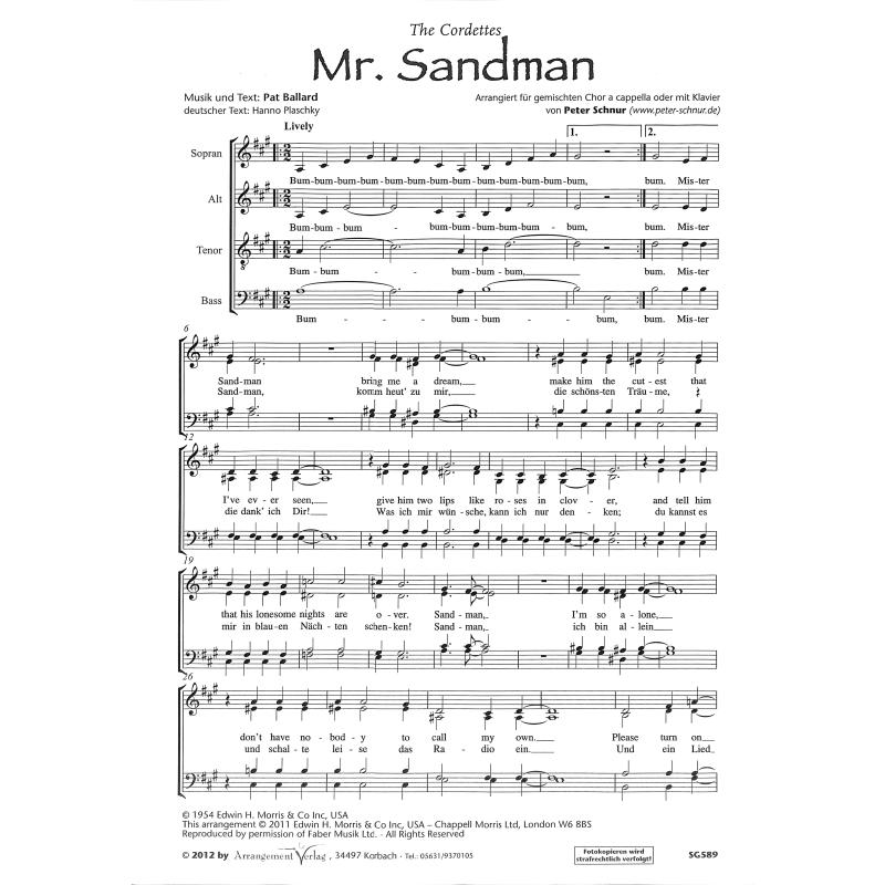 Titelbild für ARRANG -SG589 - Mister Sandman