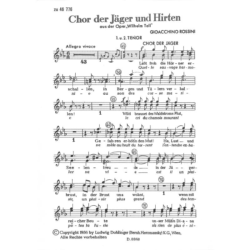Titelbild für DO 46776-T12 - Chor der Jäger und Hirten (Wilhelm Tell)