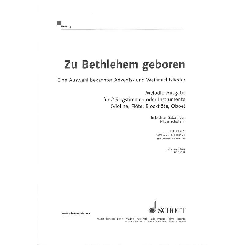 Titelbild für ED 21289 - ZU BETHLEHEM GEBOREN