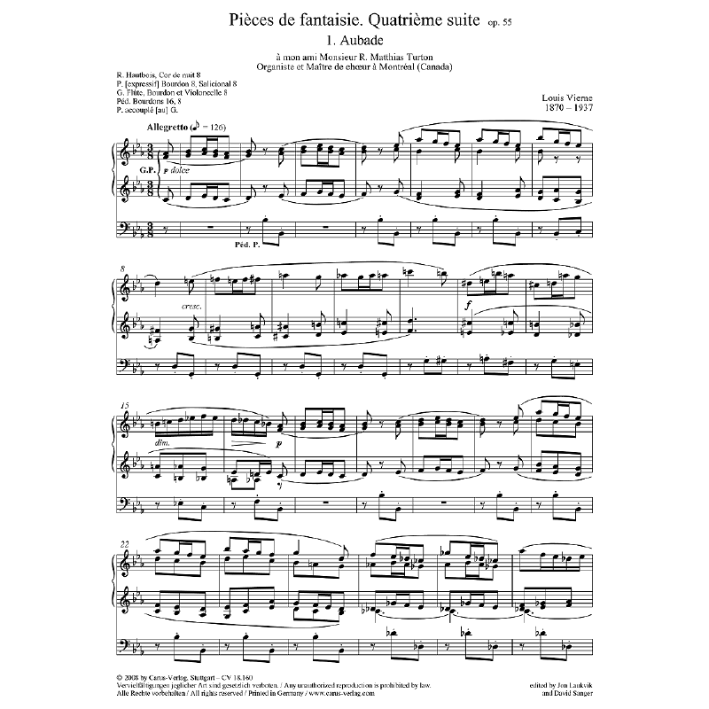Titelbild für CARUS 18160-00 - Pieces de fantaisie (Suite 4 op 55)