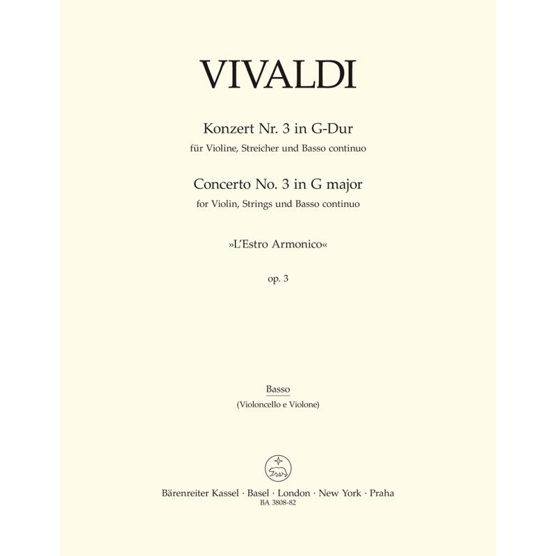 Titelbild für BA 3808-82 - Concerto G-Dur op 3/3 RV 310 PV 96 F 1/173 T 408