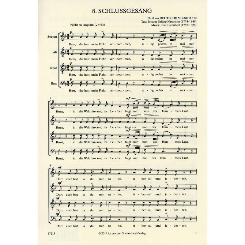 Titelbild für PROSPECT 57213 - Schlussgesang D 872/8 (deutsche Messe)
