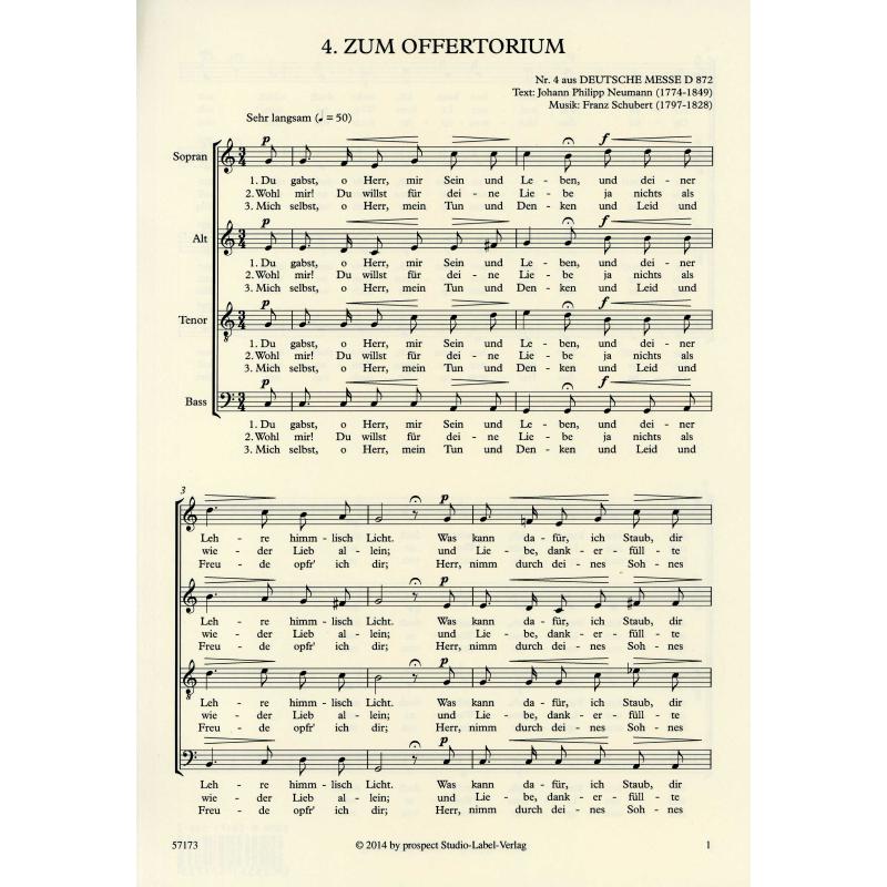 Titelbild für PROSPECT 57173 - ZUM OFFERTORIUM D 872/4 (DEUTSCHE MESSE)