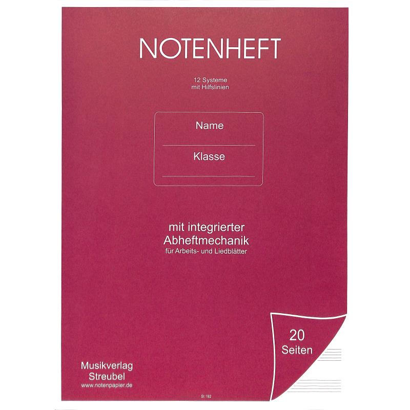 Titelbild für STREUBEL 192 - Notenheft mit integrierter Abheftmechanik mit Hilfslinien