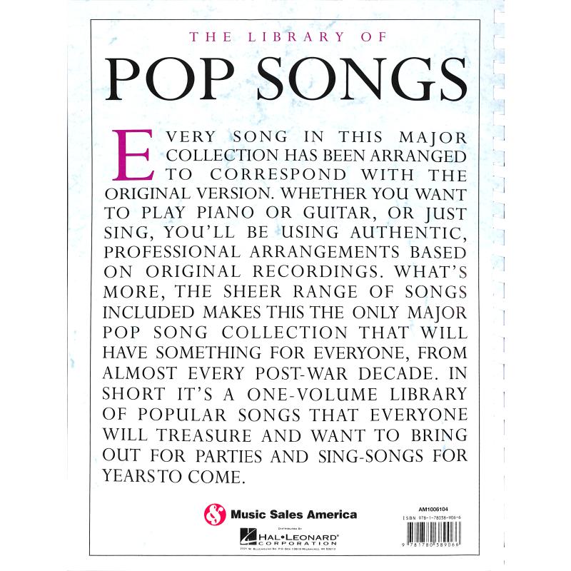 Notenbild für MSAM 1006104 - THE LIBRARY OF POP SONGS