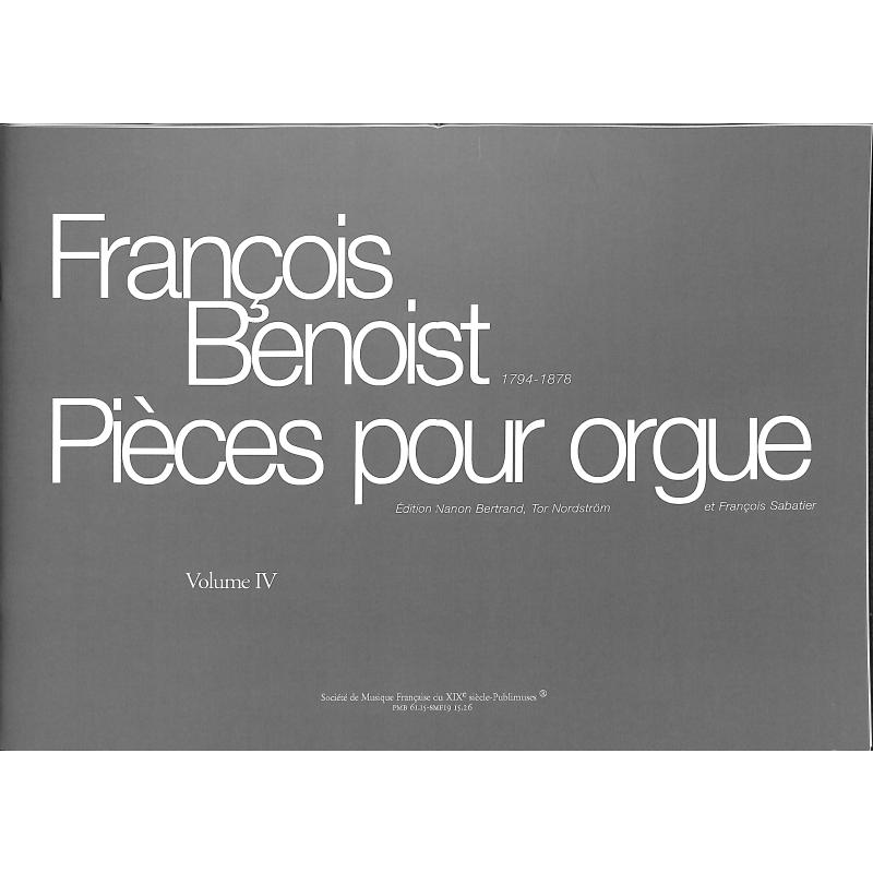 Titelbild für BUTZ -PM6115 - Pieces pour orgue 4