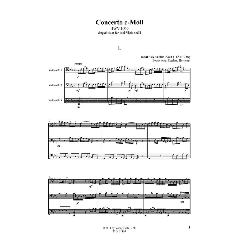 Titelbild für DOHR 11363 - Konzert c-moll BWV 1060