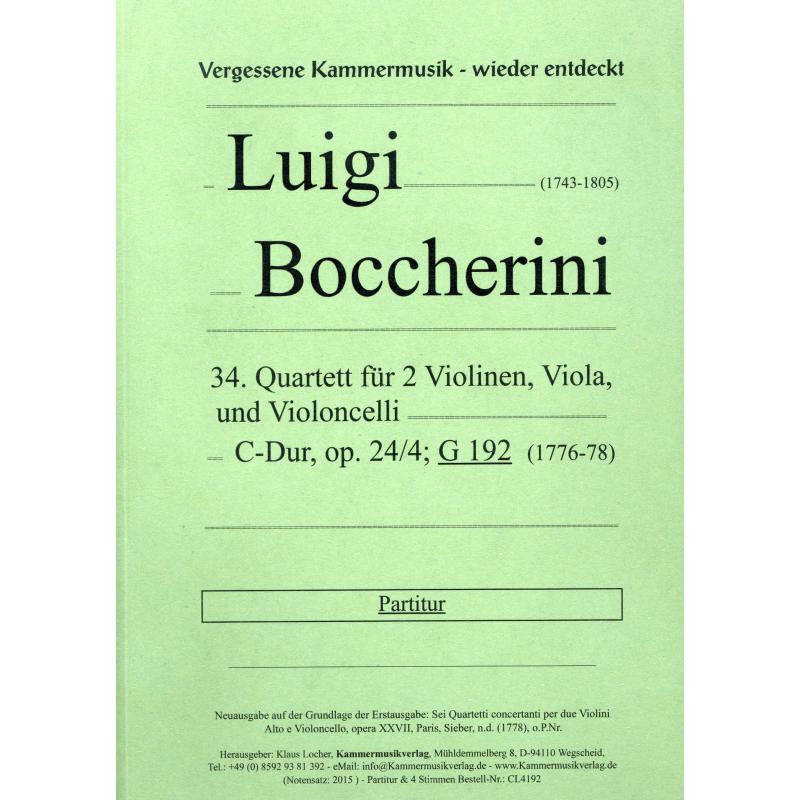 Titelbild für KMV -CL4192 - Quartett 34 C-Dur op 24/4 G 192