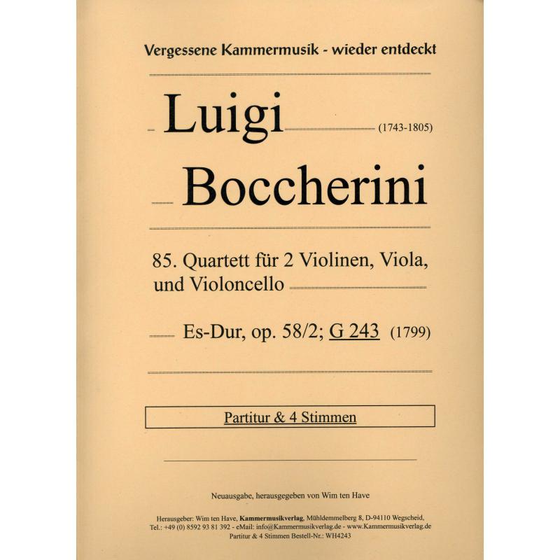 Titelbild für KMV -WH4243 - Quartett 85 Es-Dur op 58/2