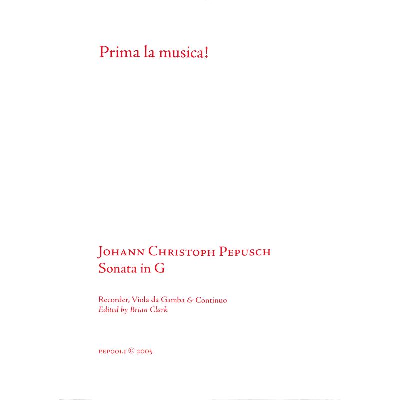 Titelbild für PRIMA -PEP001 - Sonate G-Dur