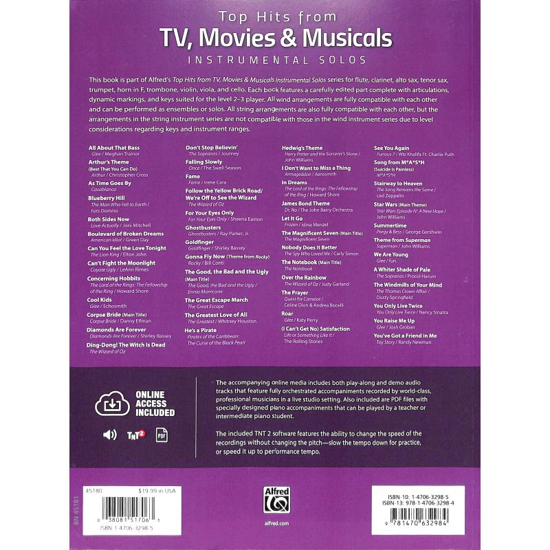 Notenbild für ALF 45180 - TOP HITS FROM TV MOVIES + MUSICALS